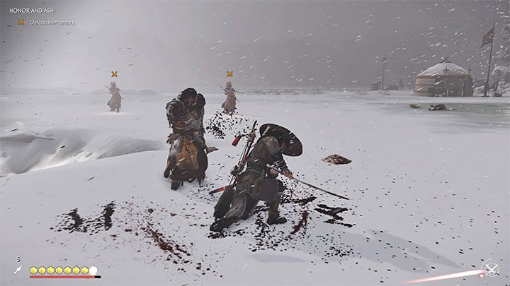 Po rozpoczęciu właściwych walk możesz zachowywać się na dwa sposoby - Ghost of Tsushima: Honor i popiół (Honor and Ash) solucja, opis przejścia - Ghost of Tsushima - poradnik do gry