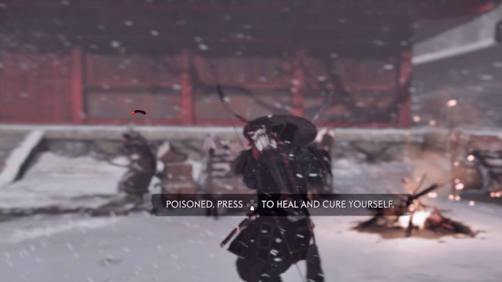 Po rozpoczęciu walk warto skupić się na przeciwnikach strzelających zatrutymi pociskami - Ghost of Tsushima: Honor i popiół (Honor and Ash) solucja, opis przejścia - Ghost of Tsushima - poradnik do gry