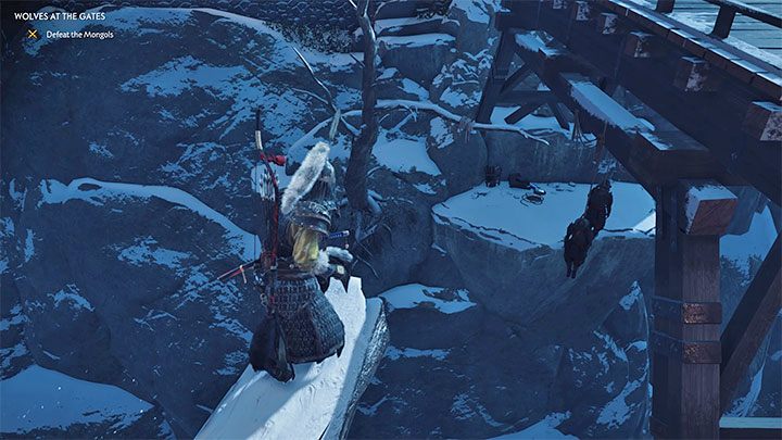 Teoretycznie masz wybór - możesz wykonać bezpośredni atak przebiegając po obserwowanym przez Mongołów moście lub przekraść się pod mostem - Ghost of Tsushima: Wilki u bram (Wolves at the Gates) solucja, opis przejścia - Ghost of Tsushima - poradnik do gry