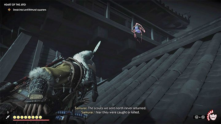 Odszukaj dwie nowe drabiny prowadzące na dach zamku, ale uważaj na pojedynczego wartownika - Ghost of Tsushima: Serce Jito (Heart of the Jito) solucja, opis przejścia - Ghost of Tsushima - poradnik do gry