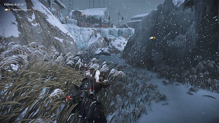 Zacznij od dotarcia do miejsca spotkania z Norio - będzie to punkt widokowy sąsiadujący z Portem Izumi - Ghost of Tsushima: Wiecznie błękitne niebo (Eternal Blue Sky) solucja - Ghost of Tsushima - poradnik do gry