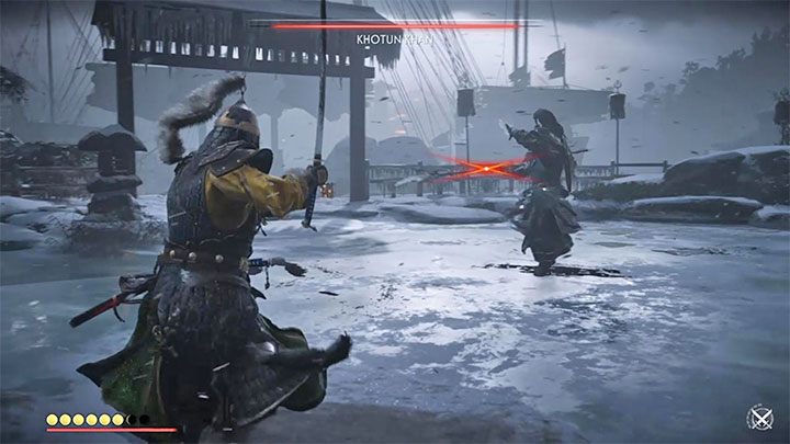 Kluczem do przetrwania tego pojedynku jest trzymanie się z dala od Chana podczas gdy będzie zajęty wyprowadzaniem czerwonych ataków - Ghost of Tsushima: Wiecznie błękitne niebo (Eternal Blue Sky) solucja - Ghost of Tsushima - poradnik do gry