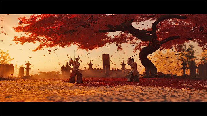 Pojedynek z Panem Shimurą pozwala na używanie wyłącznie katany, przy czym możesz oczywiście polegać na odblokowanych opcjonalnych technikach walki w zwarciu - Ghost of Tsushima: Opowieść Pana Shimury (The Tale of Lord Shimura) solucja - Ghost of Tsushima - poradnik do gry