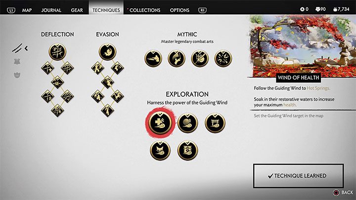 Drugi sposób na ułatwienie sobie odnajdywania sekretów to odblokowanie umiejętności z kategorii Eksploracja - Ghost of Tsushima: Jak łatwiej odnajdywać sekrety i przewodni wiatr? - Ghost of Tsushima - poradnik do gry