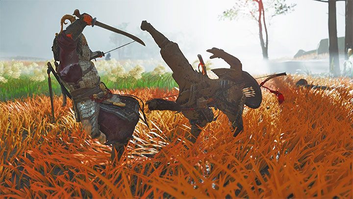 Postawa księżyca to najlepszy wybór do atakowania dużych i silniejszych przeciwników (tzw - Ghost of Tsushima: Jak odblokować postawy i kiedy ich używać? - Ghost of Tsushima - poradnik do gry