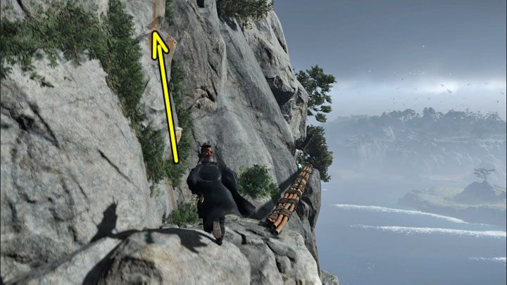 Kierujcie się dalej, przeskakując nad małymi przepaściami i wspinając się na wyższe półki - Ghost of Tsushima Iki Island: Saruiwa - jak dotrzeć na szczyt? - Ghost of Tsushima - poradnik do gry