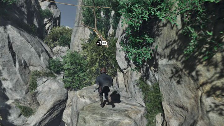 Na górze znajdziecie nowy zaczep, na którym można użyć liny z hakiem - Ghost of Tsushima Iki Island: Saruiwa - jak dotrzeć na szczyt? - Ghost of Tsushima - poradnik do gry