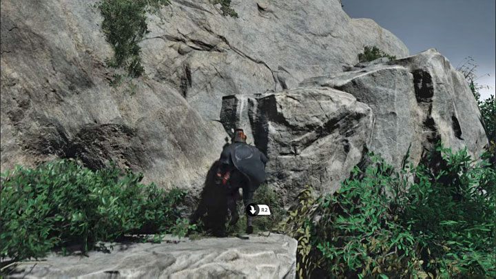 W miejscu, w którym wylądowaliście są nowe interaktywne krawędzie umożliwiające wspinaczkę - Ghost of Tsushima Iki Island: Saruiwa - jak dotrzeć na szczyt? - Ghost of Tsushima - poradnik do gry