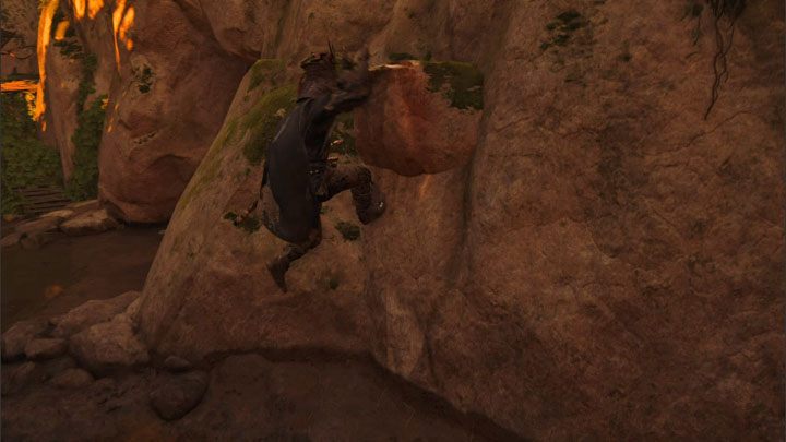 Po wyczołganiu się z jaskini udajcie się w lewo i zainteresujcie się najbliższymi interaktywnymi krawędziami, które pozwalają na rozpoczęcie wspinaczki - Ghost of Tsushima Iki Island: Kapliczka Nakajima (Nakajima Shrine) - Ghost of Tsushima - poradnik do gry