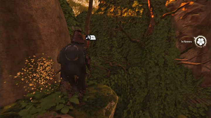 Złapcie się z pomocą liny z hakiem pokazanego na obrazku prawego zaczepu - Ghost of Tsushima Iki Island: Kapliczka Nakajima (Nakajima Shrine) - Ghost of Tsushima - poradnik do gry