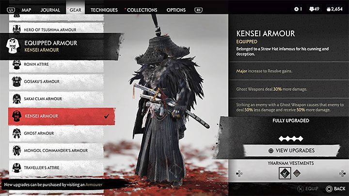2) Yharnamski ubiór (Yharnam Vestments) - Nie jest to tak naprawdę zupełnie nowa zbroja, tylko jeden z wariantów wyglądu Zbroi Kenseia - Ghost of Tsushima Iki Island: Zakrwawiona Kapliczka (Blood-Stained Shrine) - Ghost of Tsushima - poradnik do gry