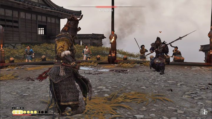 3) Khunbish zdejmuje z pleców włócznię i zaczyna z niej korzystać - przełaczajcie się na postawę wiatru - Ghost of Tsushima Iki Island: Jak błyskawica - solucja, opis przejścia - Ghost of Tsushima - poradnik do gry