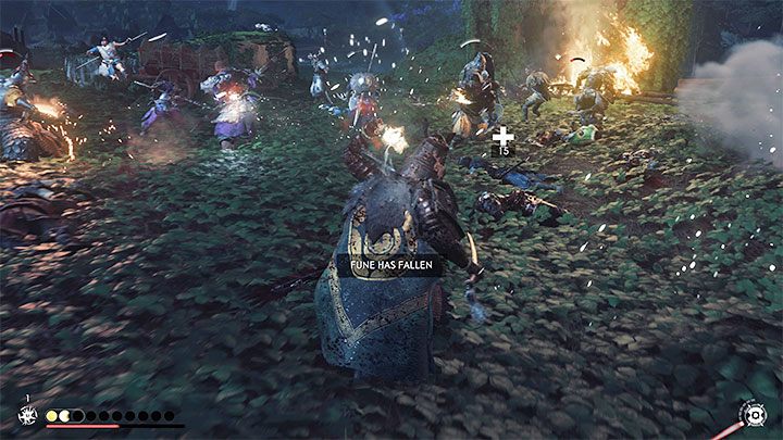 W tej oraz kolejnych walkach istnieje ryzyko, że któryś z ważnych sojuszników może polec na polu bitwy - Ghost of Tsushima Iki Island: Masakra w wiosce Kidafure - opis przejścia - Ghost of Tsushima - poradnik do gry