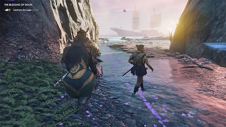 Po przejściu przez główną część kanionu załączy się rozmowa z Fune i razem z Tenzo wyruszycie na poszukiwania Orlicy - Ghost of Tsushima Iki Island: Błogosławieństwo śmierci - solucja, opis przejścia - Ghost of Tsushima - poradnik do gry
