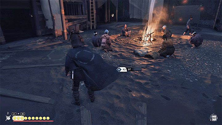 Wybierzcie opcję dołączenia do osób siedzących przy ognisku i wysłuchania opowieści Jiro - Ghost of Tsushima Iki Island: Dziedzictwo Kazumasy Sakaia - opis przejścia - Ghost of Tsushima - poradnik do gry