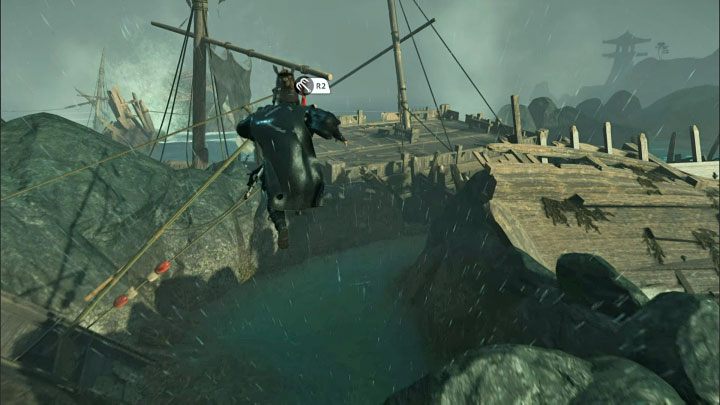 Musicie teraz powrócić do poprzedniego obszaru i zlokalizujcie w tym celu dwa otwory, przez które można przepłynąć (większy drugi otwór pokazuje obrazek 1) - Ghost of Tsushima Iki Island: Dziedzictwo Kazumasy Sakaia - opis przejścia - Ghost of Tsushima - poradnik do gry