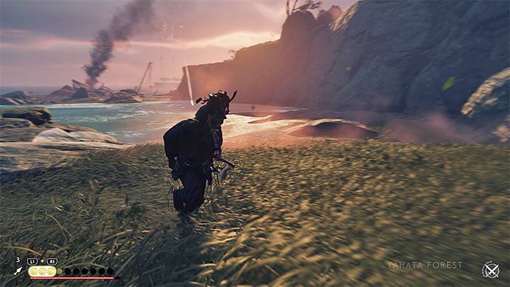 Widoczny w oddali wrogi statek rozpocznie bombardowania z użyciem wyrzutni strzał hwacha - Ghost of Tsushima Iki Island: Niespokojne wody - solucja, opis przejścia - Ghost of Tsushima - poradnik do gry