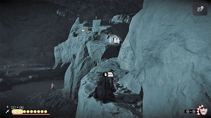 Ostatnie trzecie ognisko jest po prawej stronie i nie musicie schodzić ze skał żeby do niego dotrzeć - Ghost of Tsushima Iki Island: Rozlew krwi - solucja, opis przejścia - Ghost of Tsushima - poradnik do gry