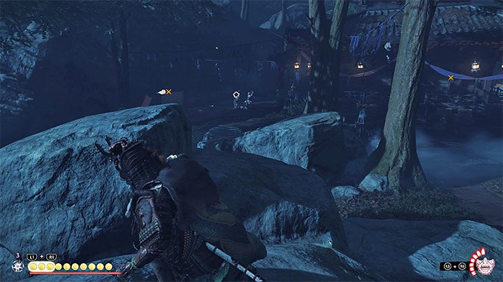 Na terenie świątyni przebywa jeszcze kilku innych Mongołów i macie pełną swobodę wyboru metod ich eliminacji, choć oczywiście dobrym pomysłem jest dalsze korzystanie z opcji skradania się w połączeniu z atakami skrytobójczymi - Ghost of Tsushima Iki Island: Opiekunowie Orlicy - solucja, opis przejścia - Ghost of Tsushima - poradnik do gry