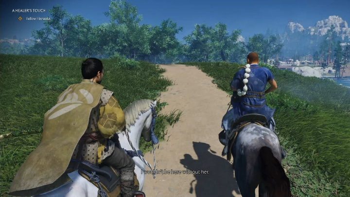 Twoje zadanie rozpocznie się od rozmowy, a następnie podróży z Hanaoką - Ghost of Tsushima: Uzdrowicielski dotyk (A Healers Touch) solucja - Ghost of Tsushima - poradnik do gry