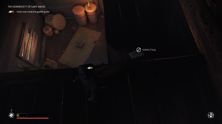 Wejdź do środka korzystając z dziury w dachu - Ghost of Tsushima: Szczodrość Pani Sanjo (The Generosity of Lady Sanjo) solucja - Ghost of Tsushima - poradnik do gry