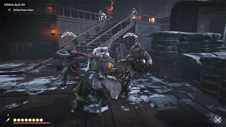Po rozpoczęciu pierwszej fazy bitwy skup się najpierw na atakowaniu i zabijaniu podrzędnych przeciwników przebywających na pokładzie statku - Ghost of Tsushima: Jak pokonać bossa Chan? - Ghost of Tsushima - poradnik do gry
