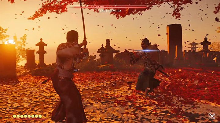 Boss stosuje także pojedyncze niebieskie ataki i są to m - Ghost of Tsushima: Jak pokonać bossa Pan Shimura? - Ghost of Tsushima - poradnik do gry