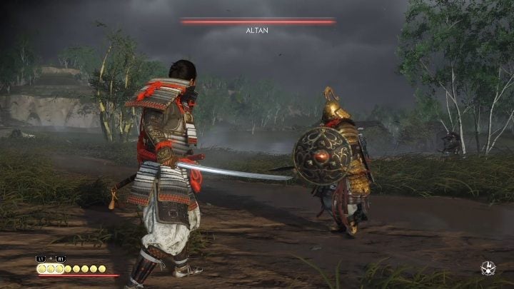 Altan wygląda na trudnego przeciwnika ze względu na swoją mocarną zbroję i tarczę - Ghost of Tsushima: Jak pokonać bossa Altan? - Ghost of Tsushima - poradnik do gry