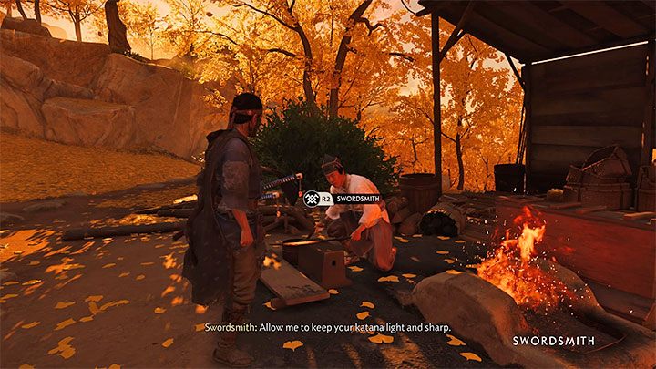 Na potrzeby ulepszania katany musisz odwiedzać zbrojmistrzów - Swordsmiths - Ghost of Tsushima: Jak zdobyć trofeum Mistrz miecza? - Ghost of Tsushima - poradnik do gry