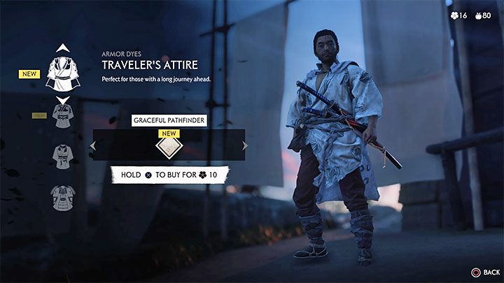 Handlarz sprzedaje wyłącznie przedmioty kosmetyczne, które kupuje się za kwiaty odnalezione w świecie gry - Ghost of Tsushima: Jak zdobyć trofeum Mistrzowie czerni i bieli? - Ghost of Tsushima - poradnik do gry