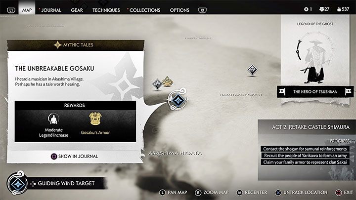 Pancerz jest nagrodą za ukończenie mitycznej opowieści Niezwyciężony Gosaku - zajrzyj do rozdziału z opisem przejścia gry - Ghost of Tsushima: Jak zdobyć trofeum Cosplayer klanu Cooper? - Ghost of Tsushima - poradnik do gry