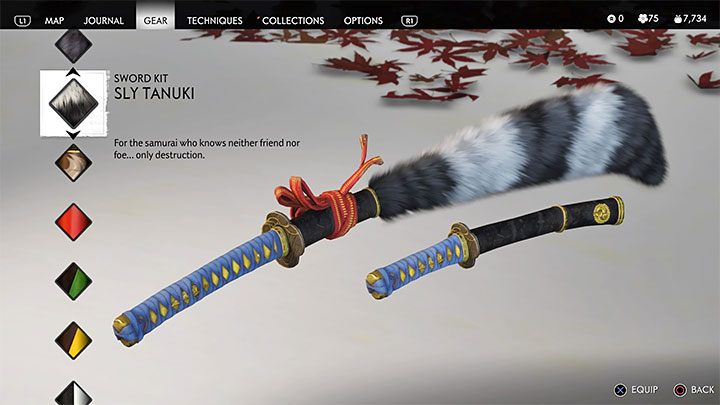 4) Zestaw mieczy Przebiegły Tanuki - Sly Tanuki Sword Kit - Ghost of Tsushima: Jak zdobyć trofeum Cosplayer klanu Cooper? - Ghost of Tsushima - poradnik do gry