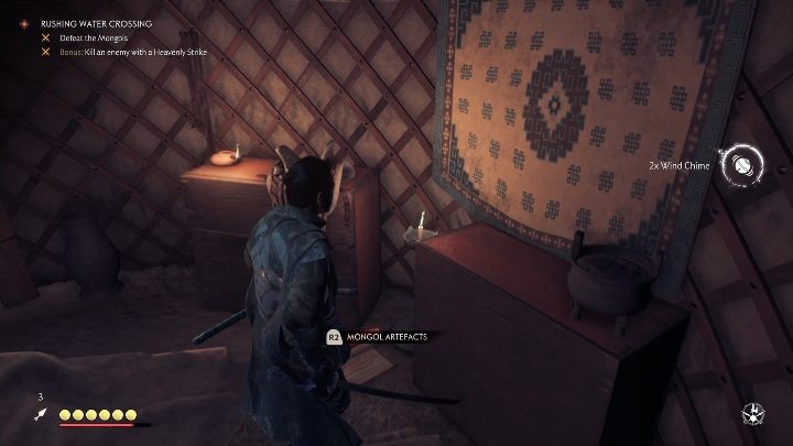 Ten artefakt znajdziesz na podłodze, w jednym z namiotów - Ghost of Tsushima: Mongolskie artefakty - Ghost of Tsushima - poradnik do gry