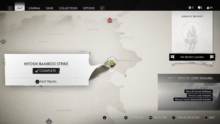 Lokacja: Las ukrytych źródeł (Hidden Springs Forest) - Ghost of Tsushima: Izuhara - stojaki bambusowe, sekrety, znajdźki - Ghost of Tsushima - poradnik do gry