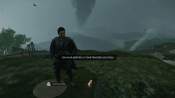 Zaraz obok ogromnego mostu znajduje się niewielka góra, na niej możesz stworzyć kolejne haiku - Ghost of Tsushima: Toyotama - Haiku, sekrety, znajdźki - Ghost of Tsushima - poradnik do gry