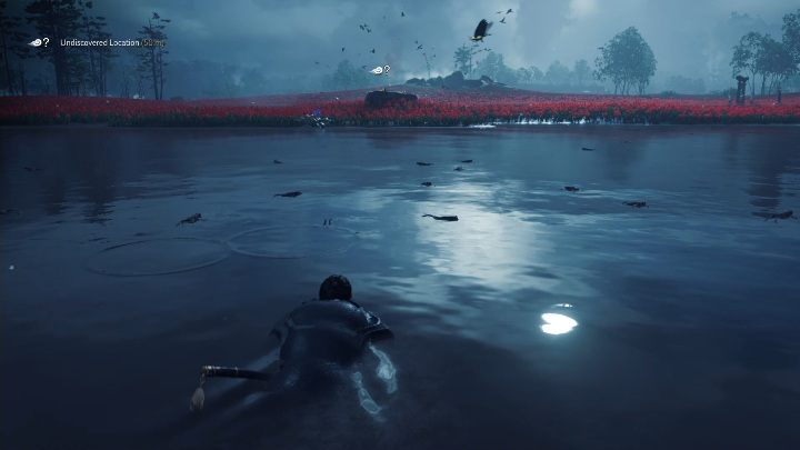 Pośrodku jeziora znajduje się niewielka wysepka, na której znajdziesz miejsce do haiku - Ghost of Tsushima: Toyotama - Haiku, sekrety, znajdźki - Ghost of Tsushima - poradnik do gry