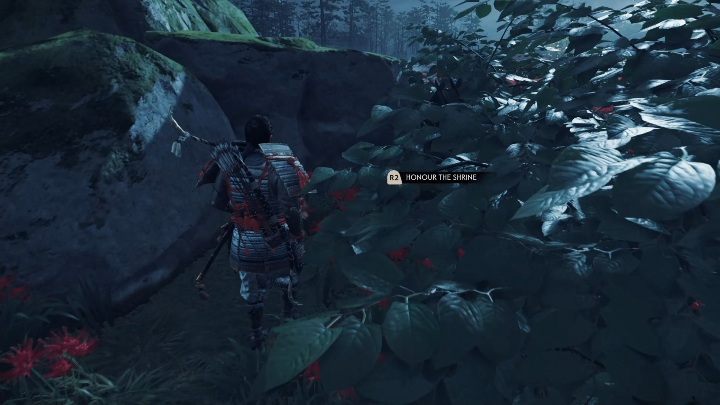 Ta nora lisa znajduje się pośrodku pola czerwonych kwiatów - Ghost of Tsushima: Toyotama - kapliczki Inari, sekrety, znajdźki - Ghost of Tsushima - poradnik do gry