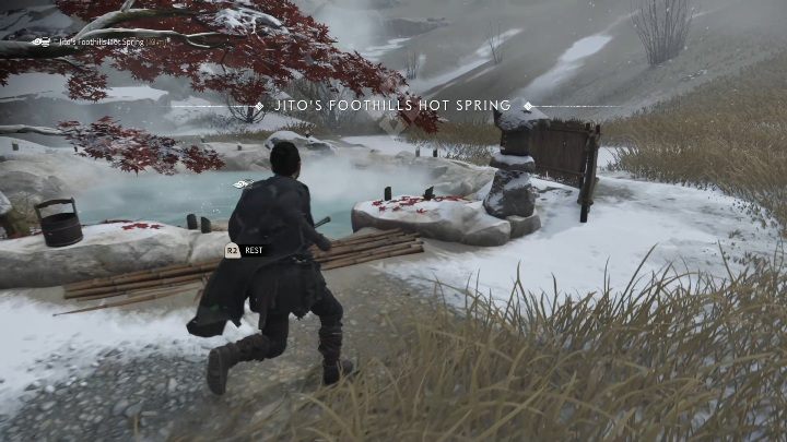 To gorące źródło znajdziesz na środku zamarzniętej polany - Ghost of Tsushima: Kamiagata - gorące źródła, sekrety, znajdźki - Ghost of Tsushima - poradnik do gry