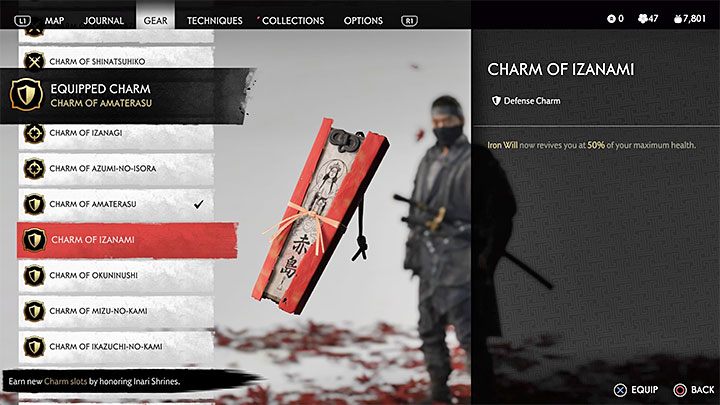 Talizman ten pozwala odzyskać więcej punktów zdrowia po użyciu umiejętności Żelazna wola (musisz mieć ją odblokowaną za punkty techniki) - Ghost of Tsushima: Najlepsze talizmany - Ghost of Tsushima - poradnik do gry