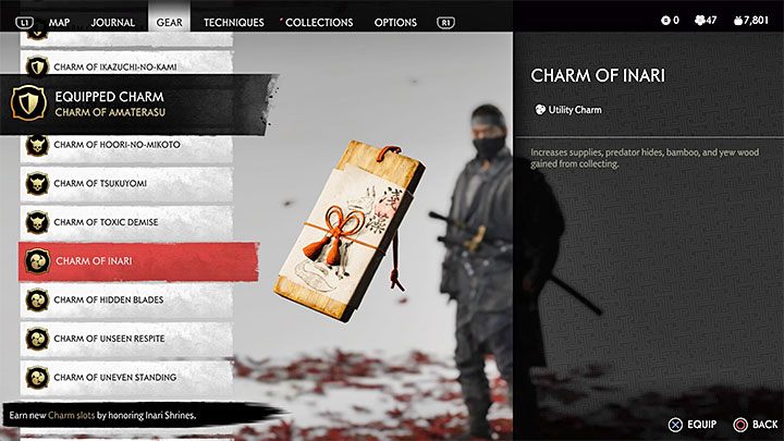 Talizman ten umożliwia odnajdywanie większej ilości materiałów do craftingu - zapasów, skór drapieżników, bambusów oraz drewna - Ghost of Tsushima: Najlepsze talizmany - Ghost of Tsushima - poradnik do gry