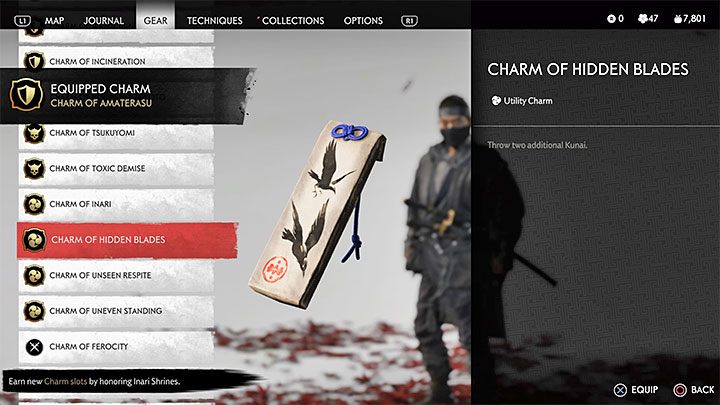 Talizman ten pozwala wyrzucić dwa dodatkowe nożyki kunai w momencie aktywacji tego gadżetu - Ghost of Tsushima: Najlepsze talizmany - Ghost of Tsushima - poradnik do gry