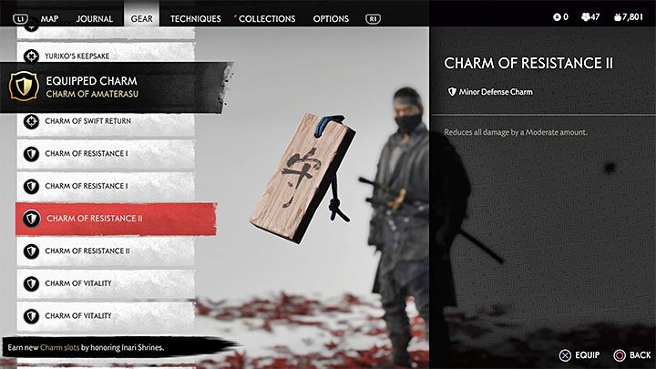 Talizman ten zmniejsza w średnim stopniu otrzymywane obrażenia - Ghost of Tsushima: Najlepsze talizmany - Ghost of Tsushima - poradnik do gry