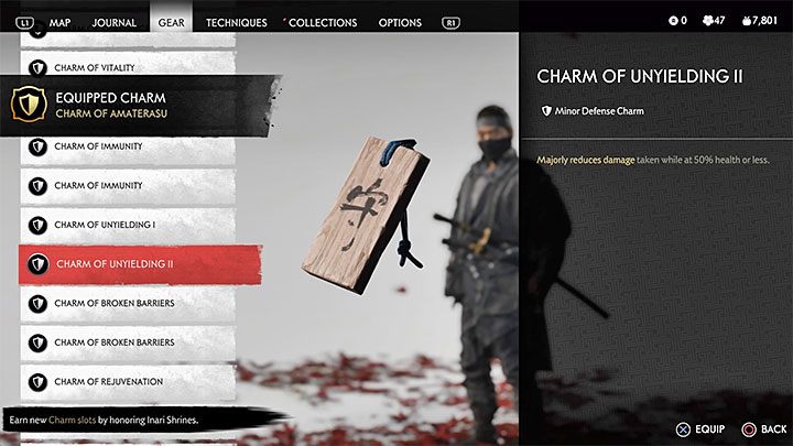 Talizman ten znacząco zmniejsza otrzymywane obrażenia jeśli Jin ma mniej niż 50% punktów zdrowia - Ghost of Tsushima: Najlepsze talizmany - Ghost of Tsushima - poradnik do gry