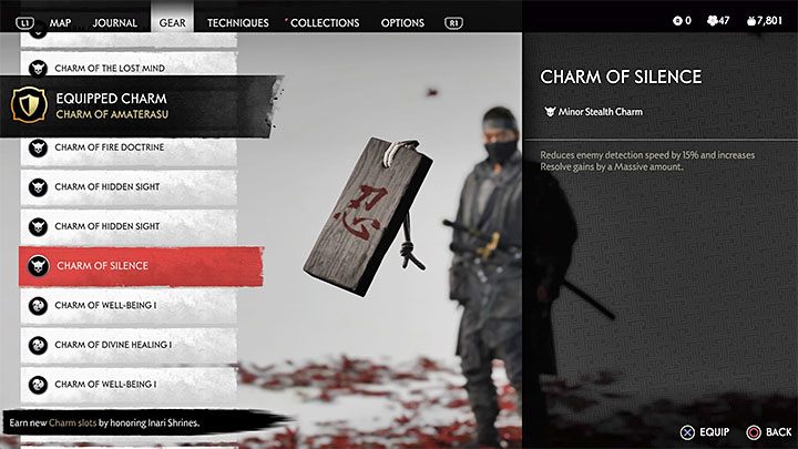 Talizman ten spowalnia znacząco wykrycie bohatera, a także pozwala znacznie szybciej odzyskiwać hart ducha - Ghost of Tsushima: Najlepsze talizmany - Ghost of Tsushima - poradnik do gry