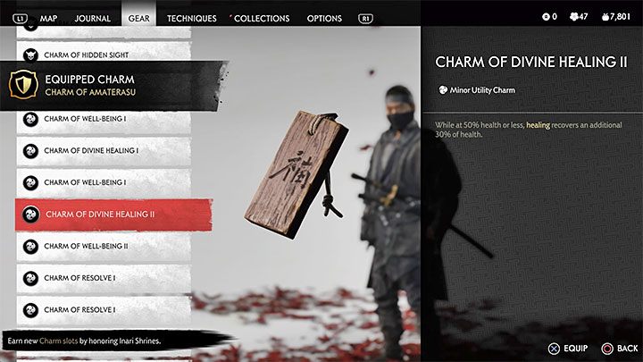 Talizman ten pozwala odzyskać 30% więcej zdrowia podczas leczenia jeśli Jin ma mniej niż połowę punktów zdrowia - Ghost of Tsushima: Najlepsze talizmany - Ghost of Tsushima - poradnik do gry