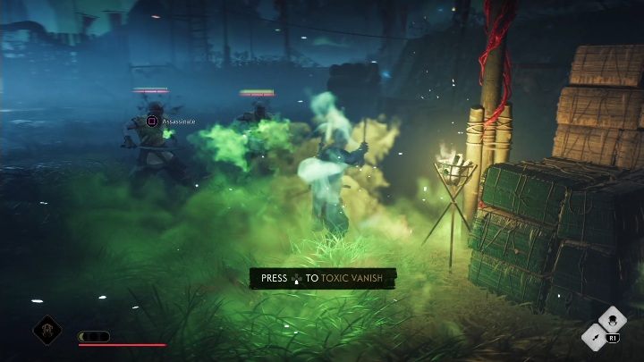 Zastosowanie: wykonujesz trzy mocne ciosy w okolicznych wrogów, które podstawowych przeciwników zabijają na hita - Ghost of Tsushima Legends: Specjalne umiejętności - Ghost of Tsushima - poradnik do gry