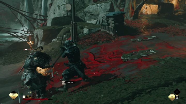 Na trzeciej części mapy musisz wyeliminować wszystkich przeciwników znajdujących się w obozie - Ghost of Tsushima Legends: Krucze demony z Otsumy - solucja, opis przejścia - Ghost of Tsushima - poradnik do gry