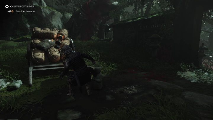 Po zabiciu pierwszej fali wrogów udaj się do wózka i przejrzyj jego zawartość - Ghost of Tsushima Legends: Karawana Złodziei - solucja, opis przejścia - Ghost of Tsushima - poradnik do gry