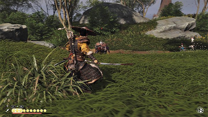 Dotrzecie do lokacji, w której zauważycie konia bohatera otoczonego przez Mongołów - należy się z nimi rozprawić i nie powinna to być trudna walka - Ghost of Tsushima Iki Island: Utracony przyjaciel - solucja, opis przejścia - Ghost of Tsushima - poradnik do gry