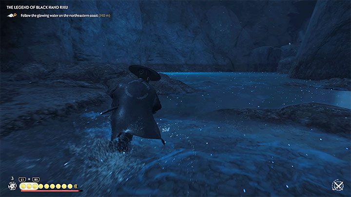 Musicie ostrożnie kierować się w dół, opuszczając się lub doskakując kolejnych krawędzi - Ghost of Tsushima Iki Island: Legenda Czarnorękiego Riku - opis przejścia - Ghost of Tsushima - poradnik do gry